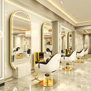 Konsola konsoleta fryzjerska barberska lustro fryzjerskie LED rama aluminiowa 200x80 STD - Meble fryzjerskie - miniaturka - grafika 1