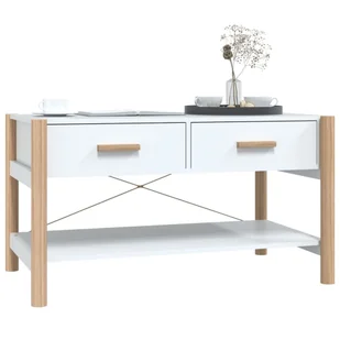 Lumarko Stolik kawowy, biały 82x48x45 cm, materiał drewnopochodny - Ławy i stoliki kawowe - miniaturka - grafika 5