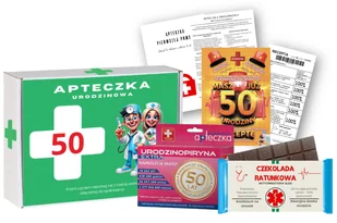 Prezent na 50 Urodziny dla Kobiety Przyjaciółki Kartka Pamiątka Czekolada - Zestawy upominkowe - miniaturka - grafika 1