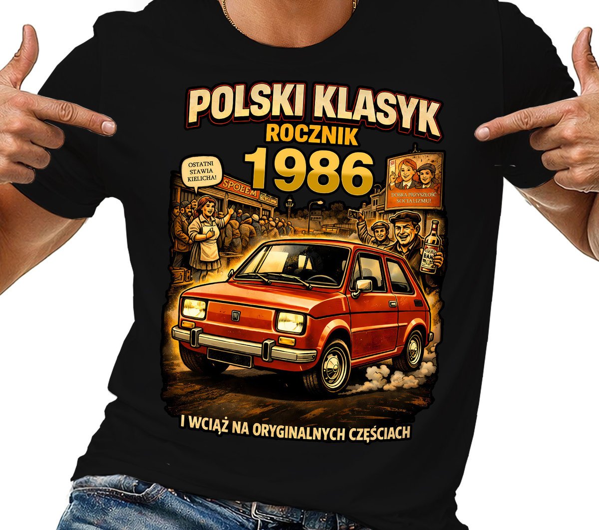 KOSZULKA MĘSKA NA 40 URODZINY ŚMIESZNA MALUCH 126P PRL ROK PREZENT XL