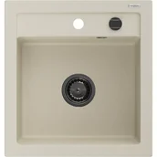 Zlewozmywaki - Mexen Vito zlewozmywak granitowy 1-komorowy 520 x 490 mm, beżowy, syfon czarny - miniaturka - grafika 1