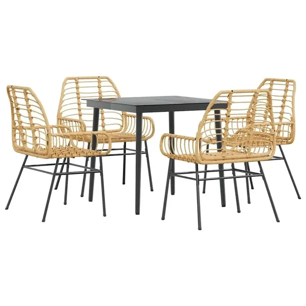 Zestaw Mebli Ogrodowych Rattan PE i Stal, Stół 80x80x74 cm, Krzesła 57x6