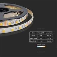 Taśmy LED - Taśma LED V-TAC SMD2835 60LED 24V CCT 3w1 VT-2835 3000K-6500K 1550lm - miniaturka - grafika 1