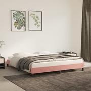 Łóżka - Lumarko Rama łóżka, różowa, 180x200 cm, tapicerowana aksamitem - miniaturka - grafika 1