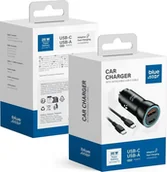 Ładowarki samochodowe - Ładowarka Blue Star BLUE STAR ładowarka samochodowa 3A 30W Typ C + USB A + kabel Typ C do Typ C PD QC3.0 AFC PPS czarna - miniaturka - grafika 1