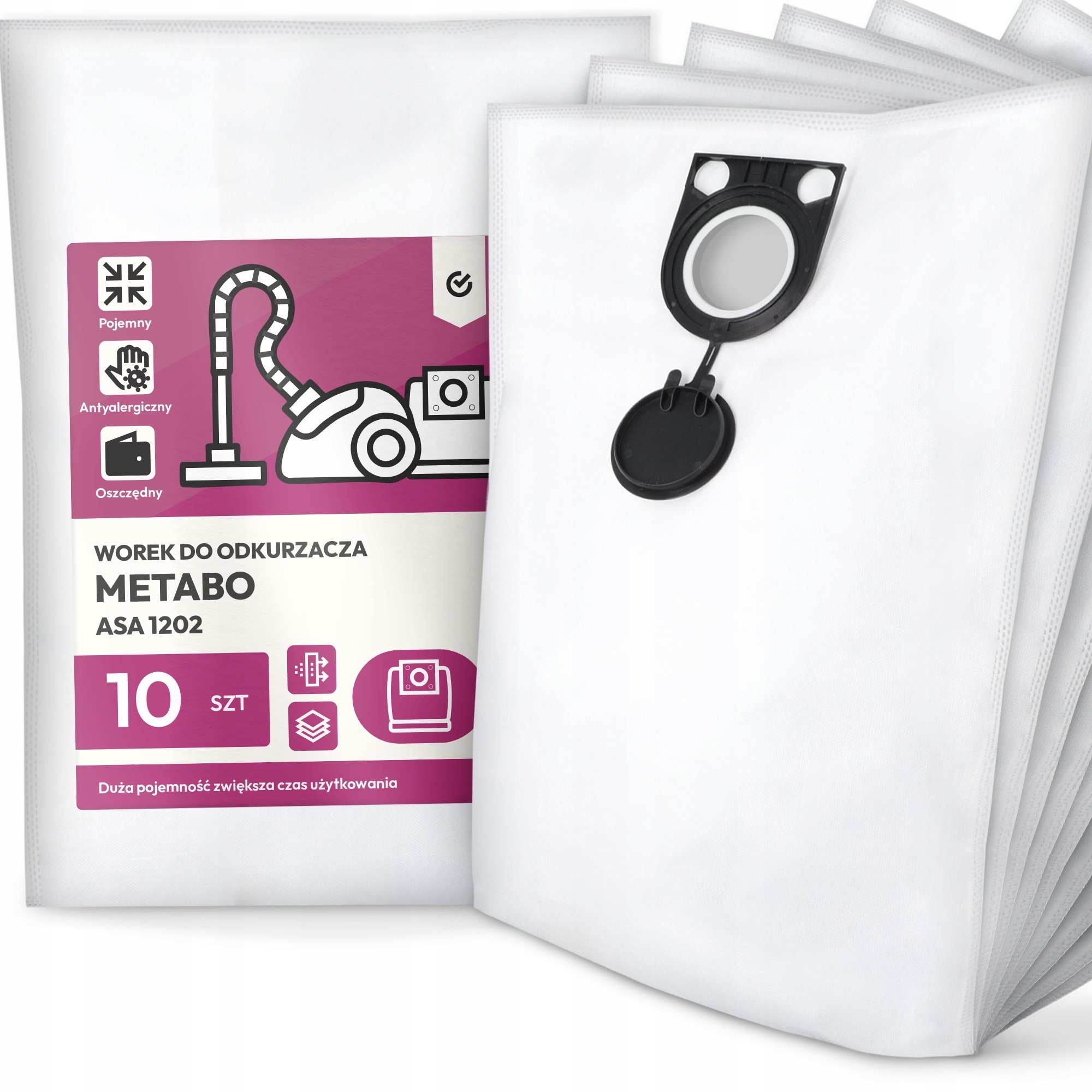10x Worek do Odkurzacza Metabo Asa 1202 Syntetyczny Tekstylny Worki Duży G9