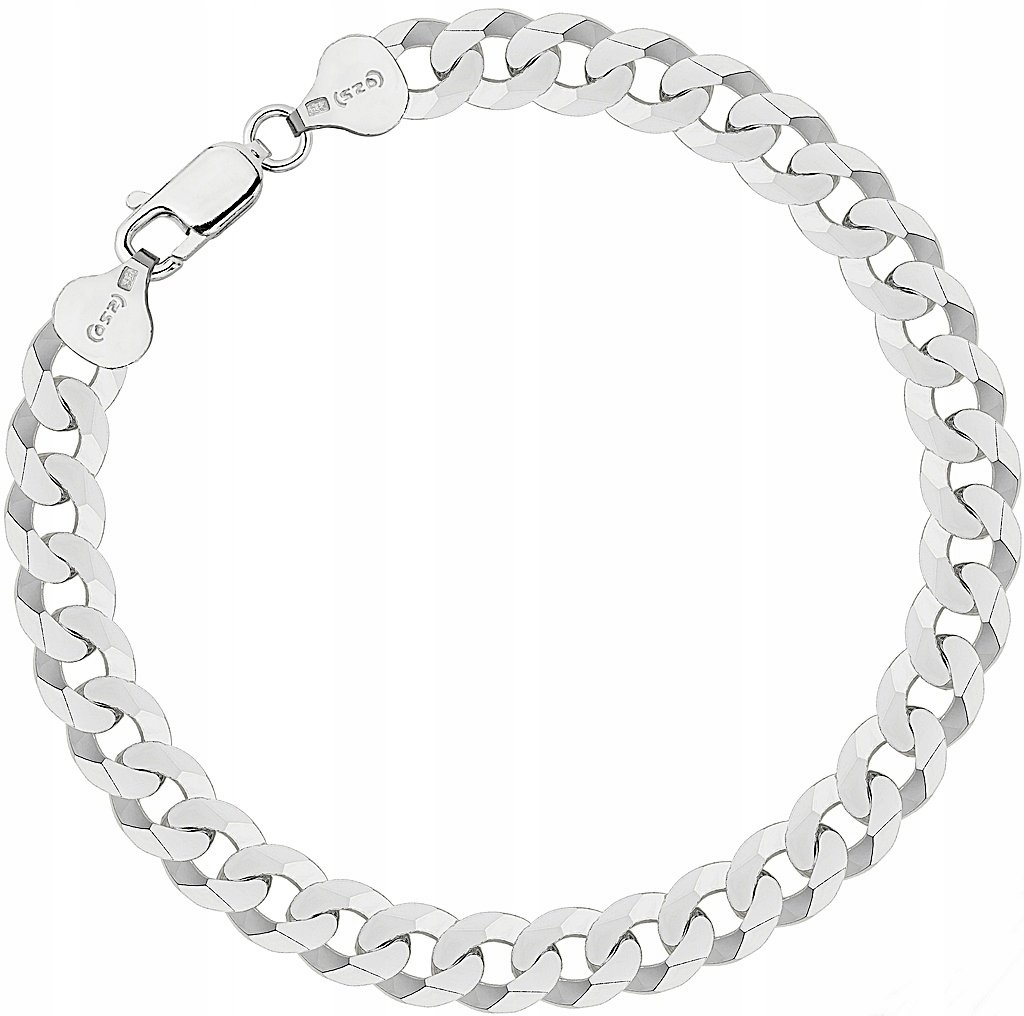 Bransoletka Srebrna Pancerka 925 Pełna Diamentowana 6,50 mm Grawer