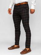 Spodnie męskie - Granatowe spodnie materiałowe chinosy w kratę męskie Denley 0049 - miniaturka - grafika 1
