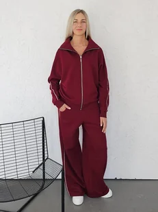 Gaia rozpinany komplet z lamówkami bordowy - Komplety damskie - miniaturka - grafika 1