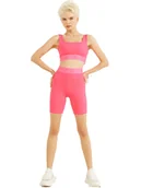 Legginsy - GUESS LEGINSY DAMSKIE Z KRÓTKĄ NOGAWKĄ KOLARKI AILEEN BIKER PINK NEON V2GD06MC049 G6W5 XS - miniaturka - grafika 1