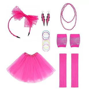 ZESTAW DAMSKI LATA 80 RÓŻOWY - Stroje karnawałowe - miniaturka - grafika 1