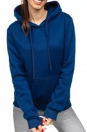 Bluzy damskie - Damska bluza dresowa kangurka z kapturem M granat - miniaturka - grafika 1