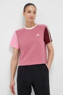 Koszulki sportowe damskie - adidas t-shirt bawełniany kolor różowy - miniaturka - grafika 1
