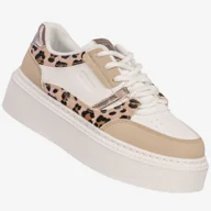 Sneakersy damskie - Sneakersy Damskie BIG STAR Buty Sportowe Półbuty Na Platformie Białe/Beżowe SS274357 Biały 38 - miniaturka - grafika 1
