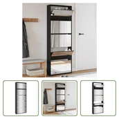 Szafki na buty - The Living Store Szafka na buty z lustrem 5 przegród Czarna 63x17x169,5 cm - miniaturka - grafika 1