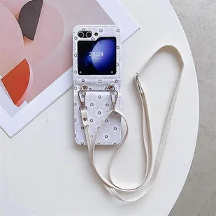 unbrand Do etui Samsung Galaxy Z Flip 6, etui z regulowanym skośnym paskiem, stylowe małe kwieciste etui na telefon, składane etui fioletowy - Etui i futerały do telefonów - miniaturka - grafika 1