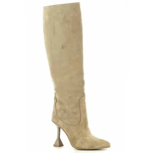 Beżowe zamszowe kozaki damskie CARINII - Carinii - Kozaki damskie - miniaturka - grafika 1