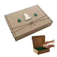 Zestawy upominkowe - Pudełko prezentowe na prezent Święta 250x200x70 choinki wypełnienie zielone - miniaturka - grafika 1