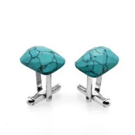 Spinki do mankietów i krawatów - Spinki do mankietów Turkus Fasetowany (S690) Srebro [925] - miniaturka - grafika 1