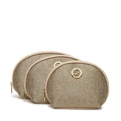 Kosmetyczki, organizery i kuferki - Zestaw kosmetyczek Beverly Hills Polo Club BHPC-U1-007-SS25 (3-pack) Beżowy - miniaturka - grafika 1
