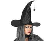 Halloween - Kapelusz czarownicy czarny z pająkiem - 1 szt. - miniaturka - grafika 1