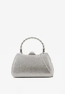 Torebki damskie - Srebrna Koktajlowa Cyrkoniowa Torebka z Łańcuszkiem i Uchwytem Latavea - miniaturka - grafika 1