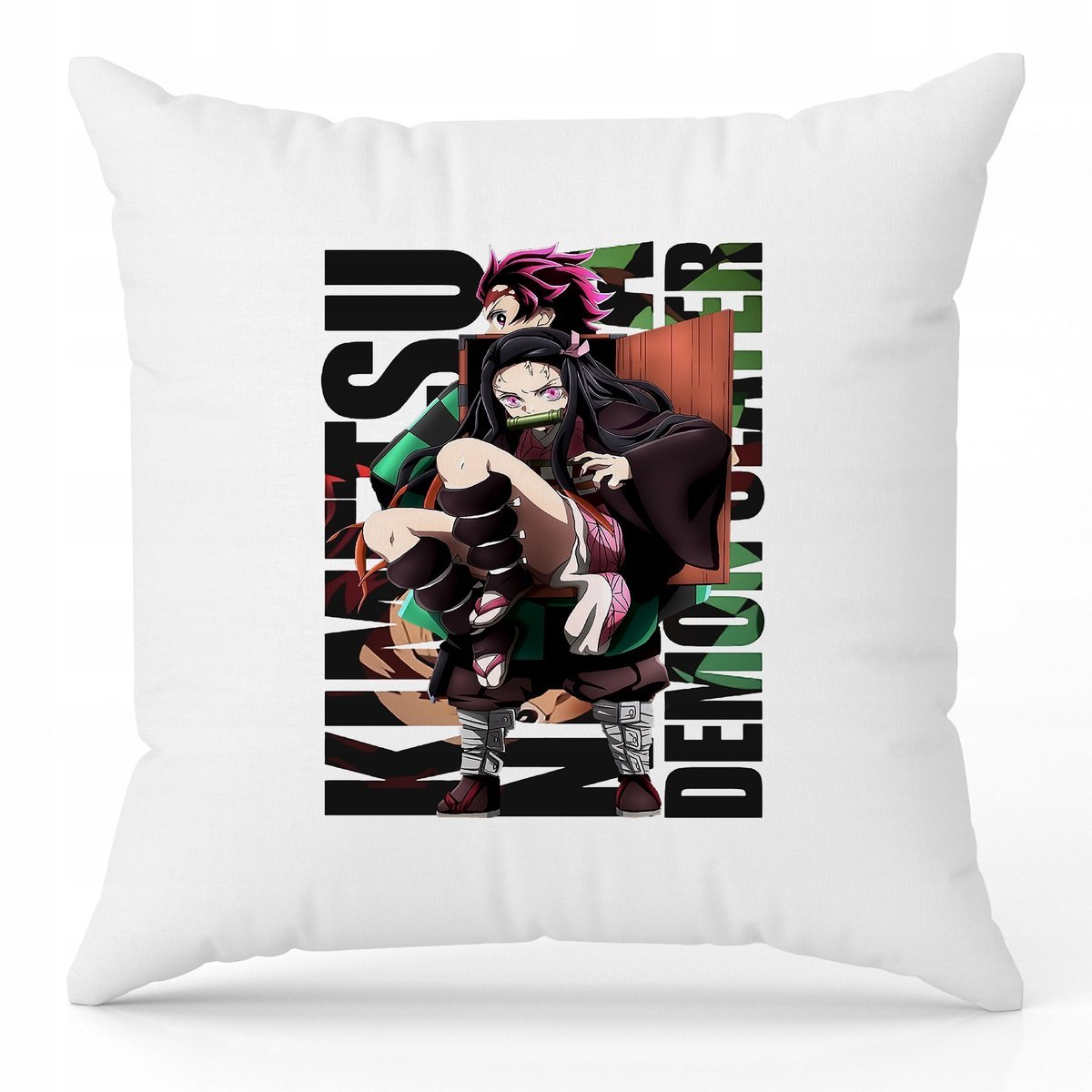 Poduszka Biała Ozdobna 40cm x 40cm KIMETSU DEMON SLAYER Film Anime Wzory