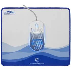 White Shark MEGALODON + podložka pod myš (MEGALODON) Biała/Niebieska - Myszki White Shark MEGALODON + podložka pod myš (MEGALODON) Biała/Niebieska - Myszki - miniaturka - grafika 1