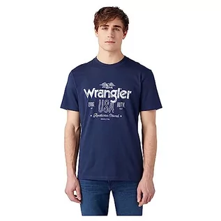 Koszulki męskie - Wrangler T-shirt męski Americana Tee, grantowy, S - grafika 1