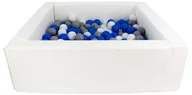 Suche baseny - Kwadratowy suchy basen z ekoskóry z 200 piłeczkami (biały/biały, niebieski, szary) - miniaturka - grafika 1