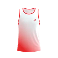 Koszulki sportowe męskie - COMPRESSPORT Koszulka biegowa PERFORMANCE SINGLET fluo red/white - miniaturka - grafika 1