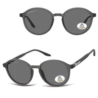 Okulary korekcyjne, oprawki, szkła - Szare lenonki okulary przeciwsłoneczne z polaryzacją z flexami MP187E - miniaturka - grafika 1