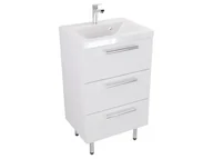 Szafki łazienkowe - Szafka Stojąca Z Umywalką ATH 50 cm - Biały Mat - Uchwyty Chromowane - miniaturka - grafika 1
