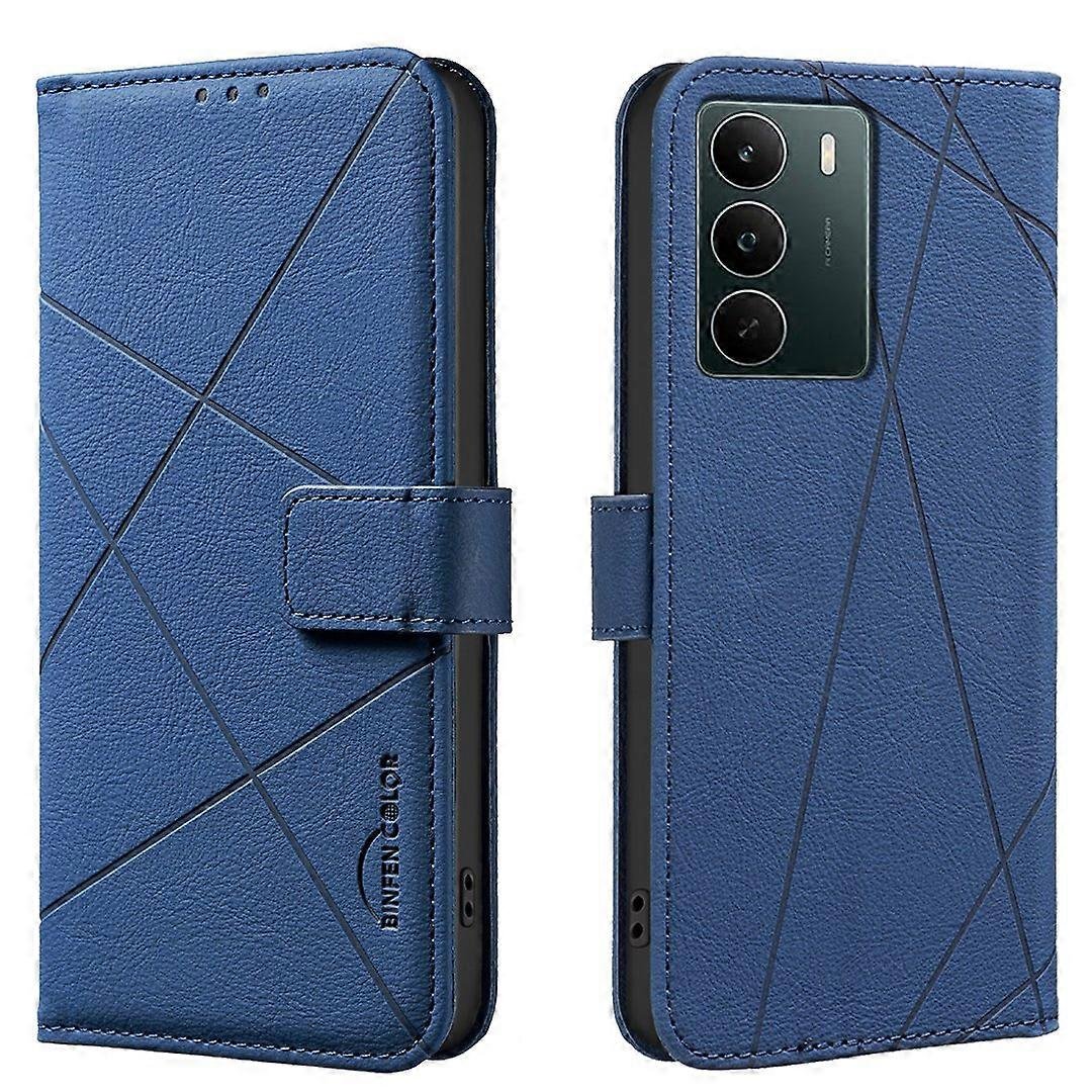 Do etui Realme C71 4G BINFEN COLOR BF35 Geometria Nadrukowany skórzany pokrowiec na telefon Portfel blokujący RFID Niebieski Blue