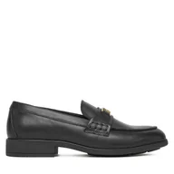 Półbuty damskie - Loafersy Tommy Hilfiger Th Logo Leather Loafer FW0FW08705 Czarny - miniaturka - grafika 1