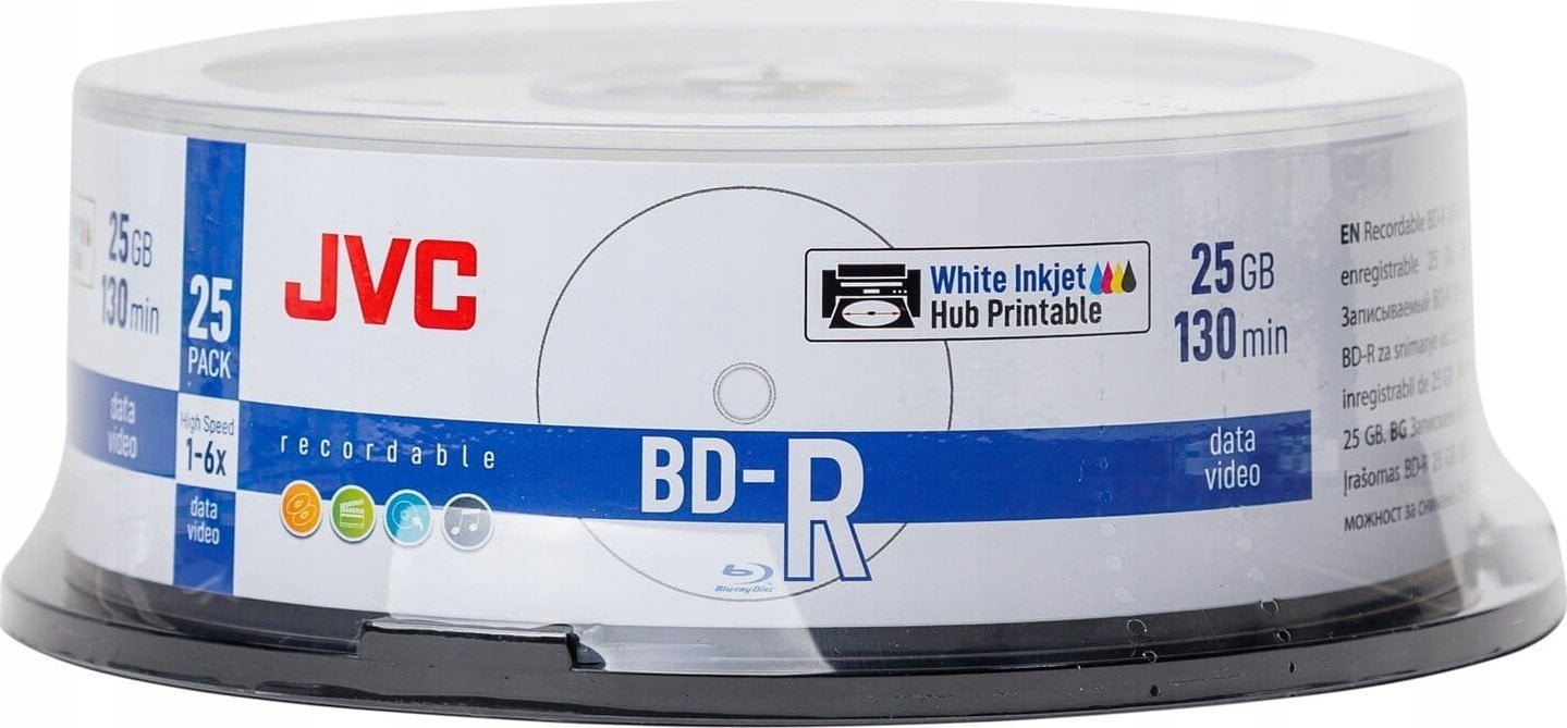 JVC JVC BD-R 25GB 6X INKJET WHITE PRINTABLE WATERPROOF PHOTO GLOSSY CAKE*25 70L71KJCK0005