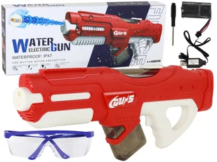 Duży Pistolet Na Wodę Czerwony 750ml Wodoszczelny Okulary - Zabawki militarne - miniaturka - grafika 1