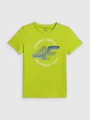 Koszulki dla chłopców - 4F T-shirt loose z nadrukiem chłopięcy - zielony 164 (13-14 lat) - miniaturka - grafika 1