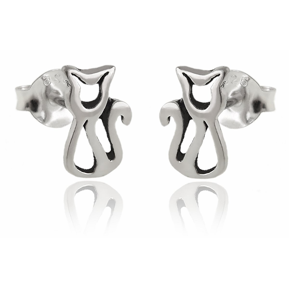 Kolczyki srebrne Koty kotki kontur obrys 0,6g