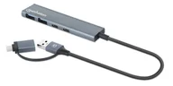 Huby USB - Manhattan 181075 huby i koncentratory USB 3.2 Gen 1 (3.1 Gen 1) Type-A + Type-C 5000 Mbit/s Szary - miniaturka - grafika 1