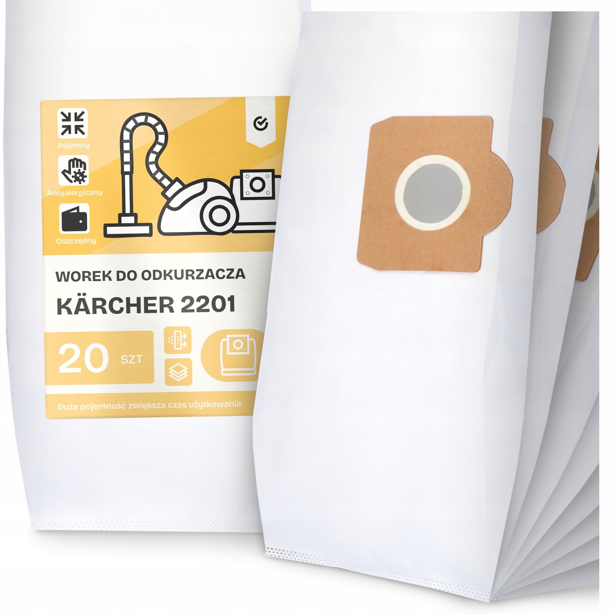 20x Worek do Odkurzacza Kärcher 2201 Syntetyczny Pojemny Odporny Worki