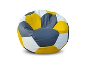 Fotele i pufy dla dzieci - Pufa piłka XXXL worek biało-szaro-żółta - miniaturka - grafika 1