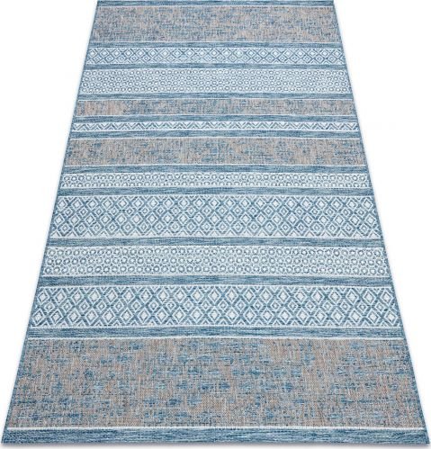Dywany Łuszczów Dywan SZNURKOWY SIZAL LOFT 21118 BOHO kość słoniowa/srebrny/niebieski, 60x530 cm
