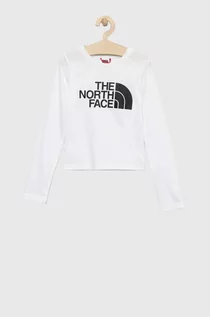 Bluzki damskie - The North Face longsleeve bawełniany dziecięcy kolor biały z nadrukiem - grafika 1
