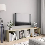 Regały - vidaXL Regał na książki/szafka TV, biały i dąb sonoma, 143x30x36 cm vidaXL - miniaturka - grafika 1