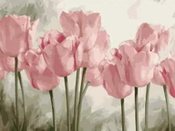 Zabawki kreatywne - Haft Diamentowy Bez Ramy Różowe Tulipany 30x40 Mozaika Diamentowa 5d - miniaturka - grafika 1