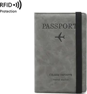 Portfele - INF Etui na paszport z blokadą RFID i portfel podróżny - smukły i bezpieczny Szary - miniaturka - grafika 1
