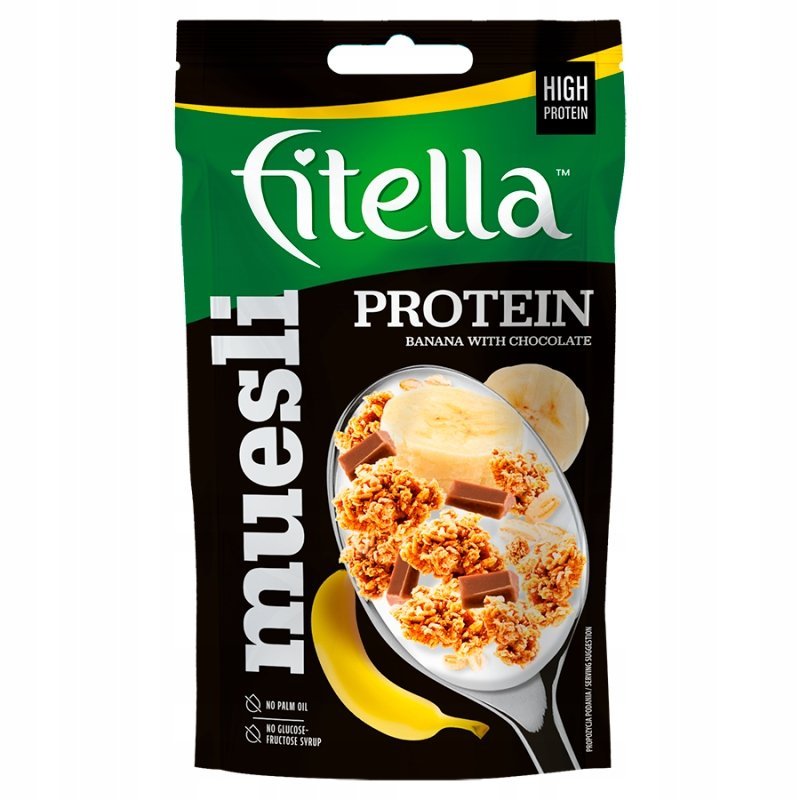 Fitella Musli chrupkie bananowe z wysoką zawartością białka 50 g
