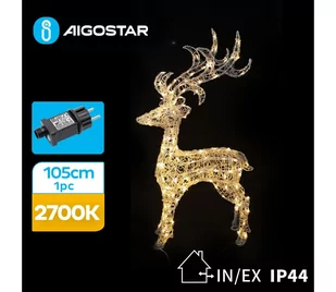 Aigostar - LED Zewnętrzna dekoracja bożonarodzeniowa LED/3,6W/31/230V 2700K 105 cm IP44 renifer - Ozdoby bożonarodzeniowe - miniaturka - grafika 1