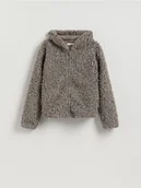 Bluzy damskie - Reserved - Bluza z imitacji baranka - ciemnoszary - miniaturka - grafika 1